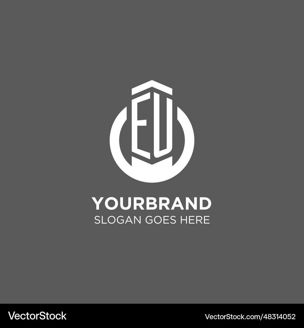 Initial eu circle round line logo abstract Vector Image