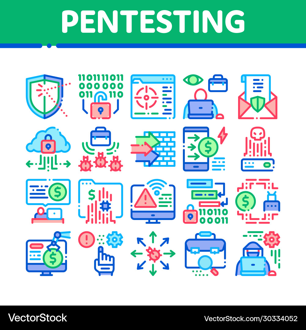Pentesting software collection icons set Pentesting software collection icons set vector image