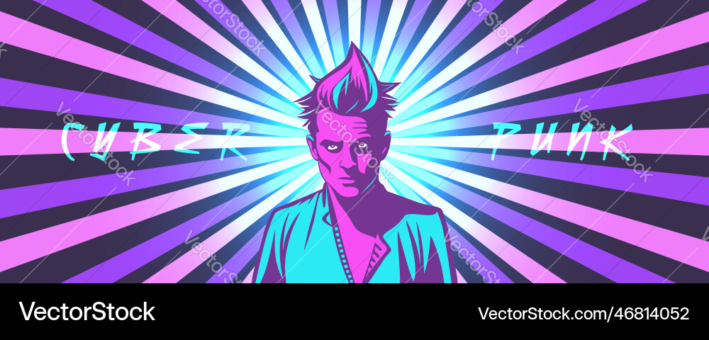 Portrait of a disheveled young guy in cyberpunk Portrait of a disheveled young guy in cyberpunk vector image