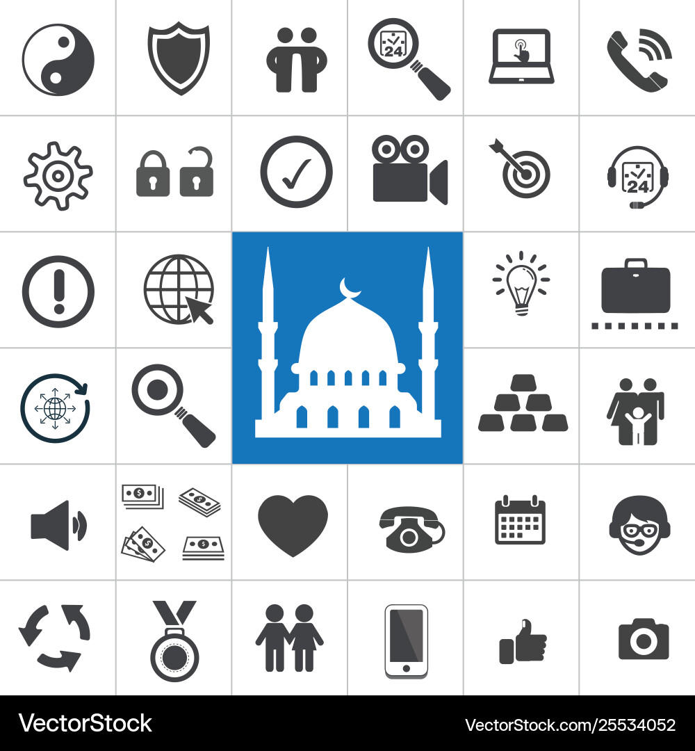 Set icons in flat design with 36 element Vector Image