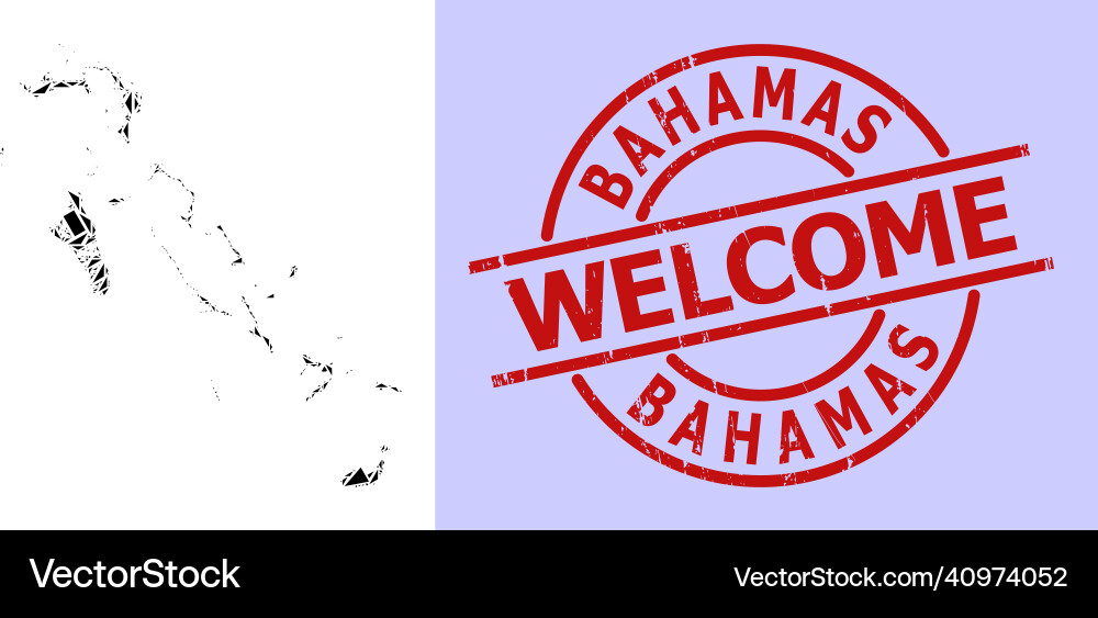 Simple geometric mosaic map of bahamas islands Simple geometric mosaic map of bahamas islands vector image