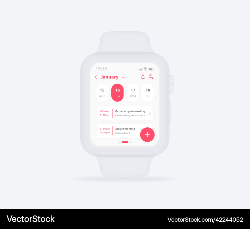 Smartwatch calendar planner app concept activity Smartwatch calendar planner app concept activity vector image