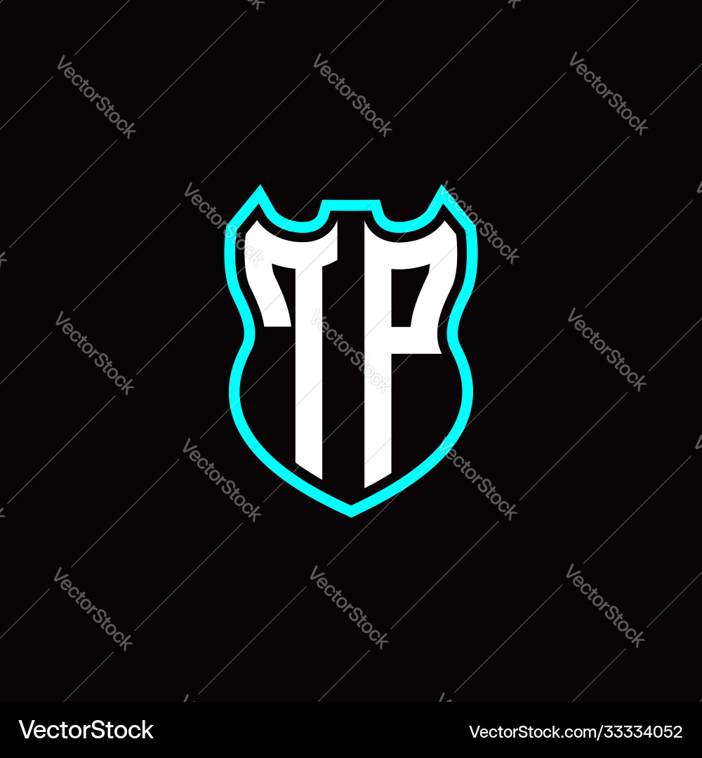 T p initial logo design with shield shape T p initial logo design with shield shape vector image