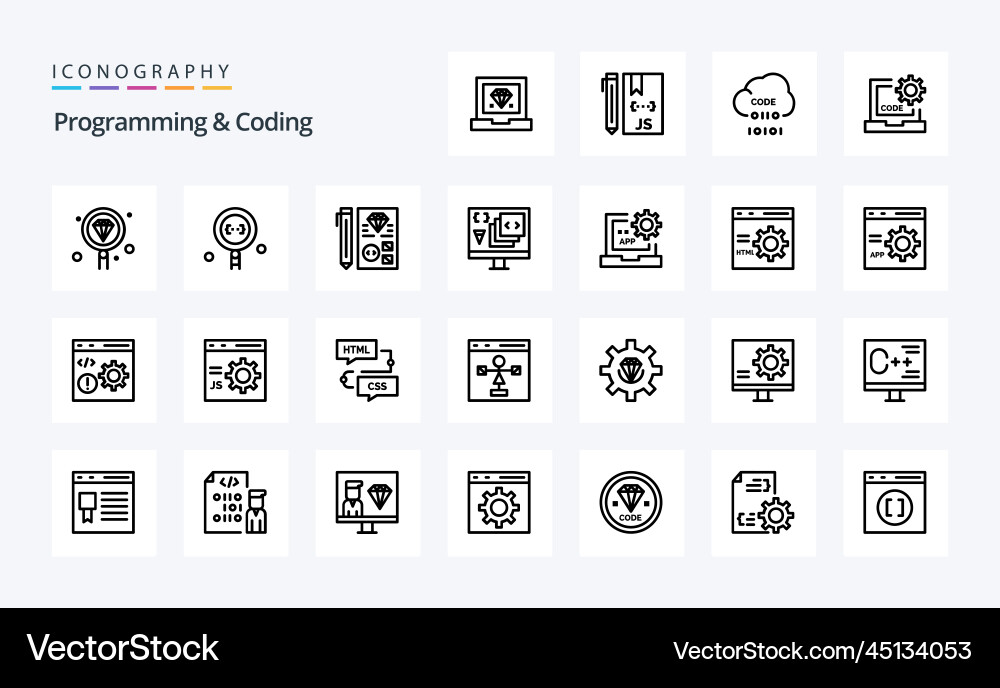 25 Programmier- und Kodierungszeilen-Symbole vektorbild