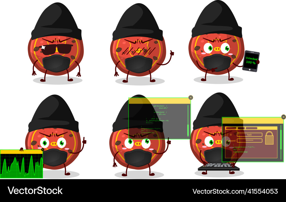 A hacker red cookies pig character mascot Vector Image
