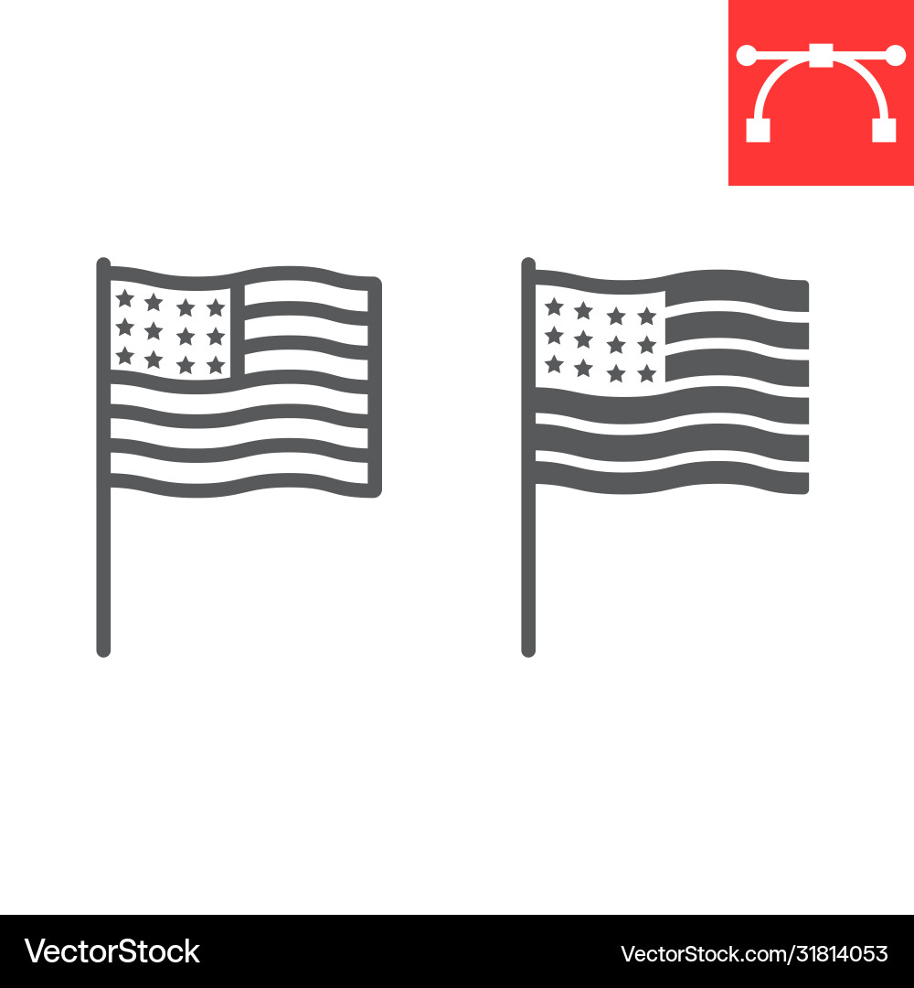 American flag line and glyph icon usa country American flag line and glyph icon usa country vector image