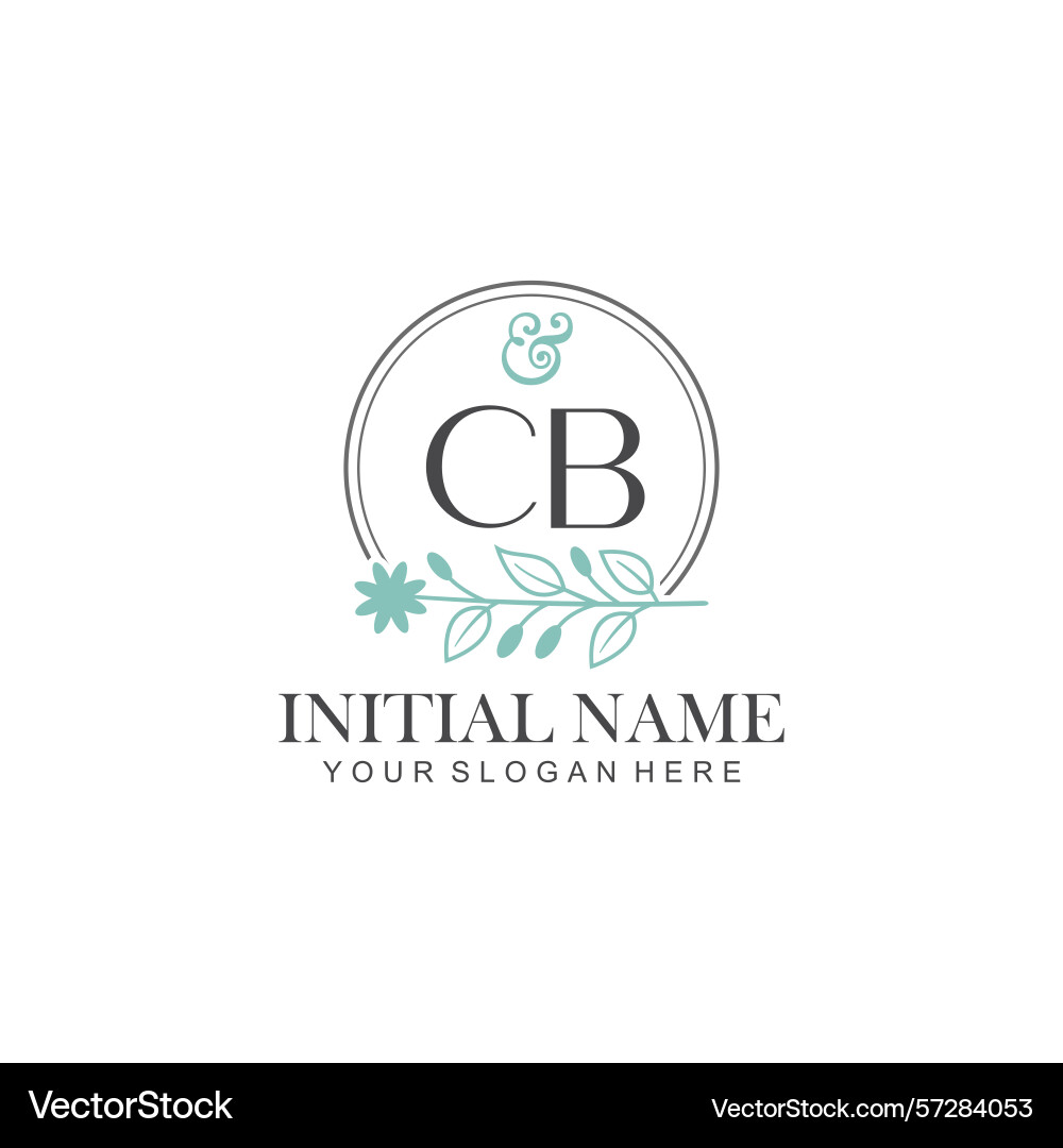 Cb initial logo templates with botanical elements Cb initial logo templates with botanical elements vector image