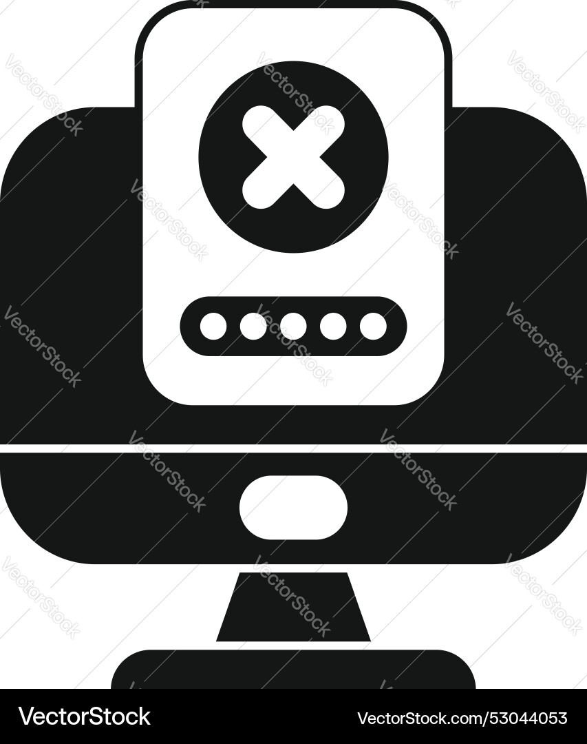Computer showing wrong password input icon glyph Computer showing wrong password input icon glyph vector image