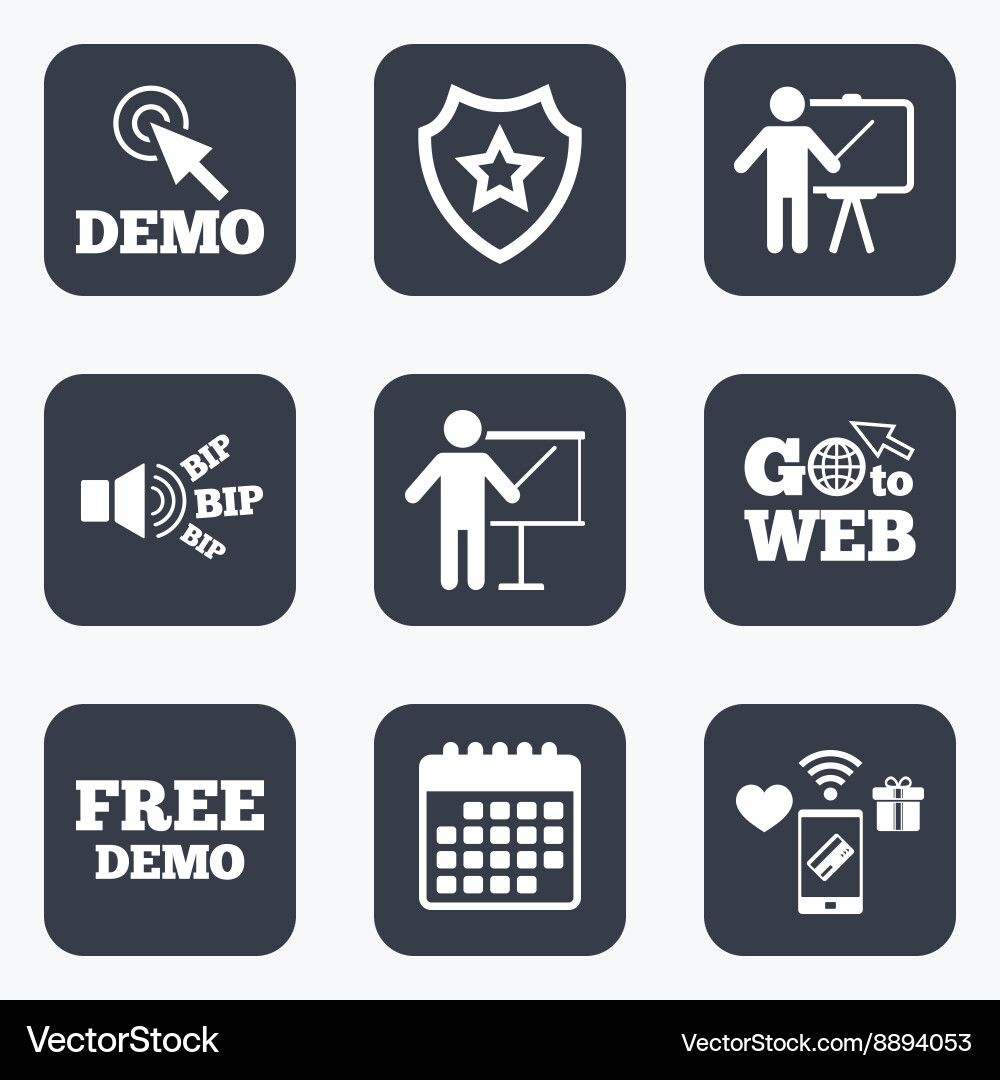 Demo with cursor icon presentation billboard vector image