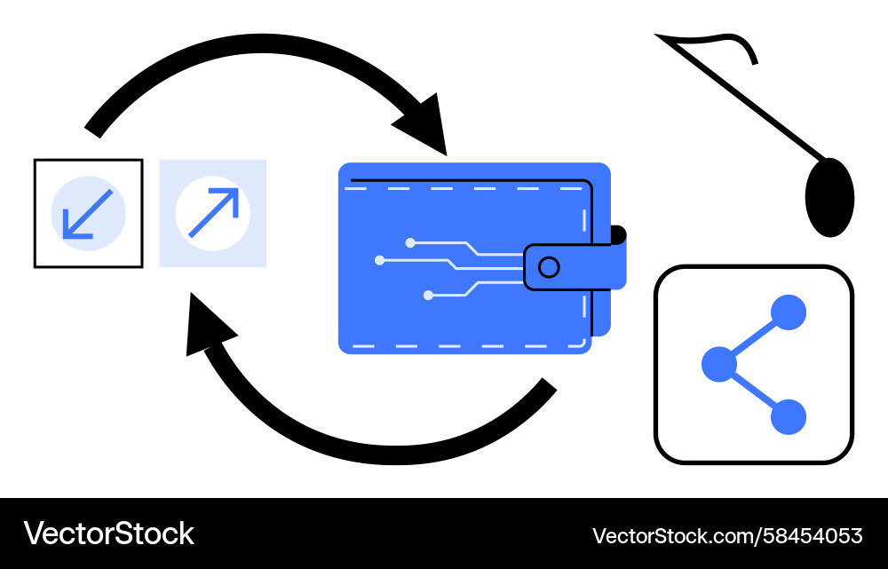 Digital Wallet & Blockchain Vector Image