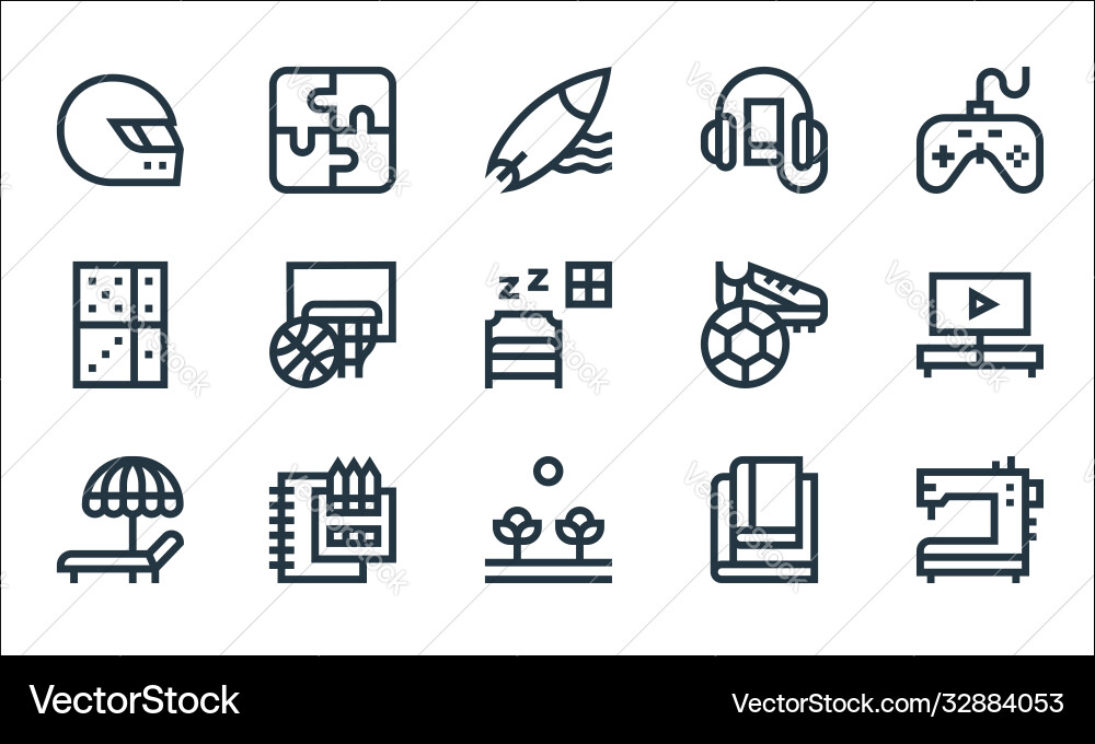 Hobbies line icons linear set quality Vector Image