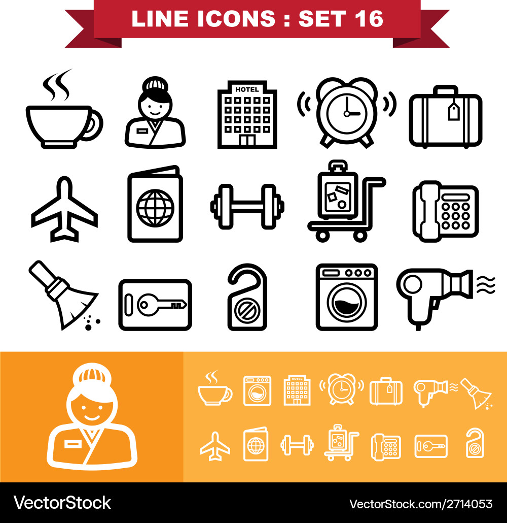 Line Icons: Diverse Objects & Concepts Vector Image