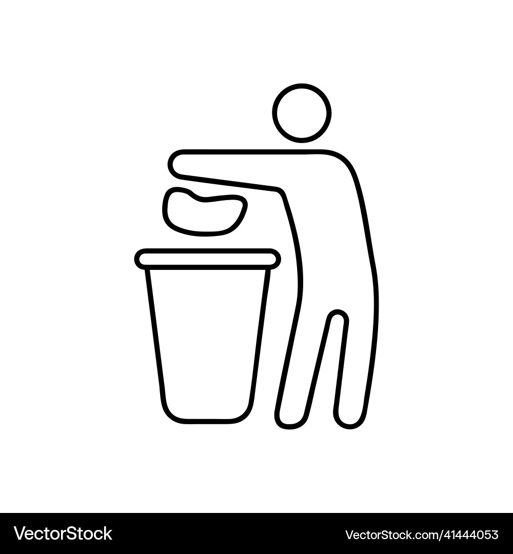 Man throwing garbage in a bin line icon Man throwing garbage in a bin line icon Vector Image