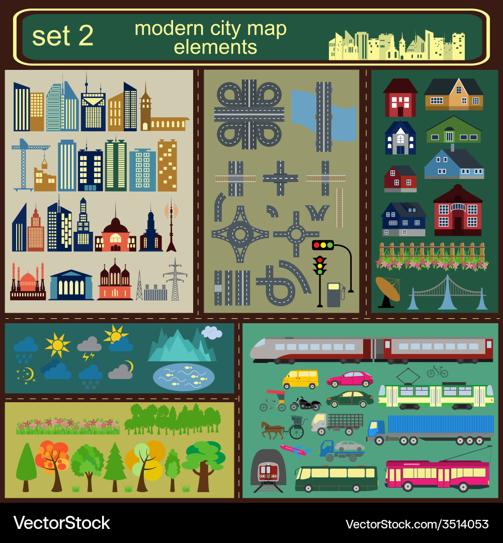 Modern city map elements for generating your own Vector Image