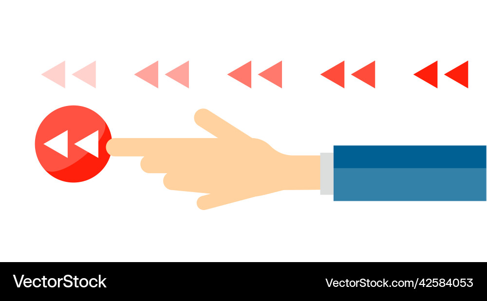 Multiple rewind button icons in the background Vector Image