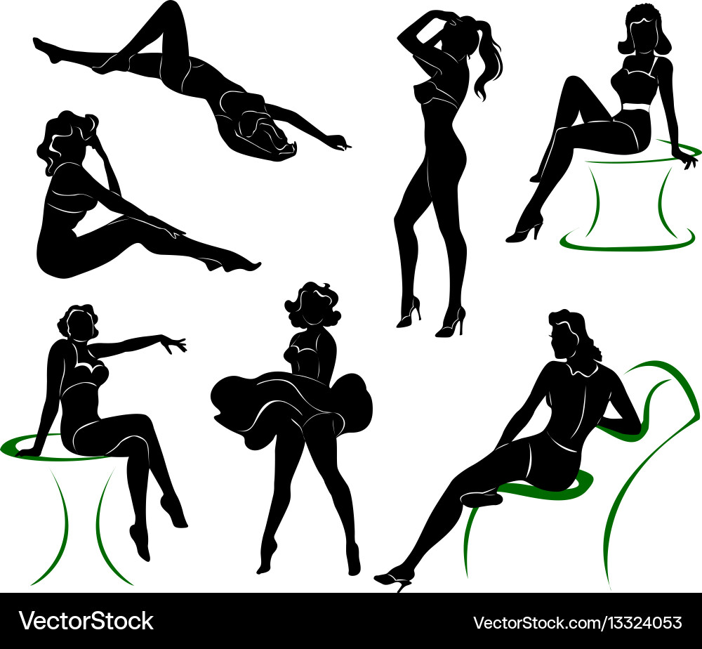 Pin Up Girl Silhouette vector image