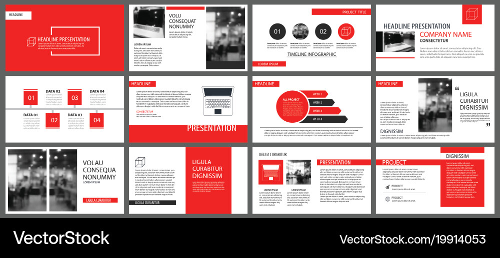 Red Presentation Slides & Templates vector image