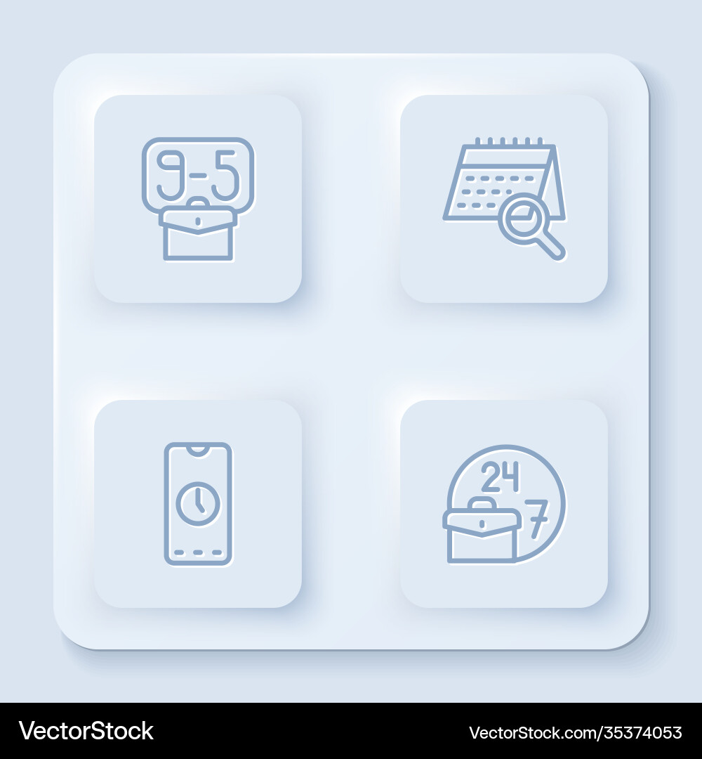 Set line from 9 calendar search alarm clock app Set line from 9 calendar search alarm clock app vector image