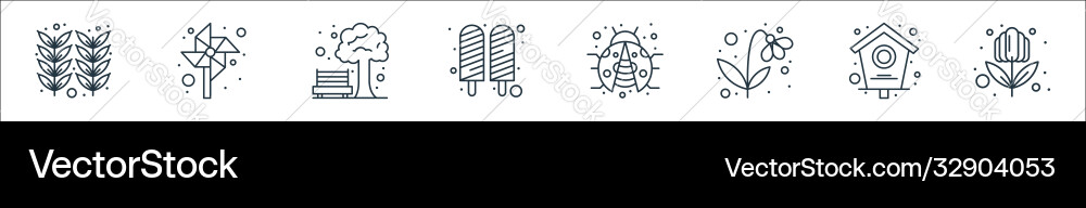 Spring line icons linear set quality Spring line icons linear set quality vector image