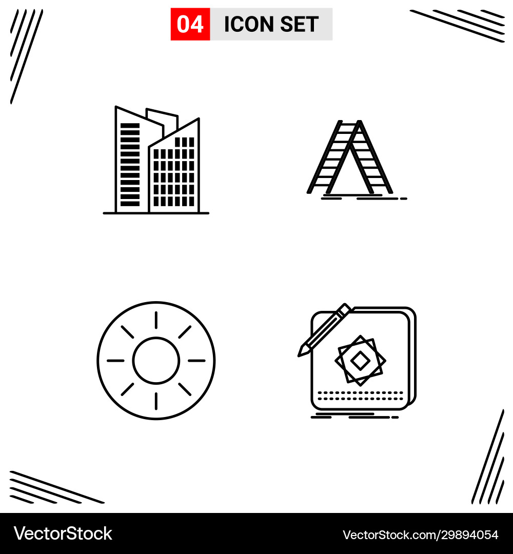 4 icons line style grid based creative outline 4 icons line style grid based creative outline vector image