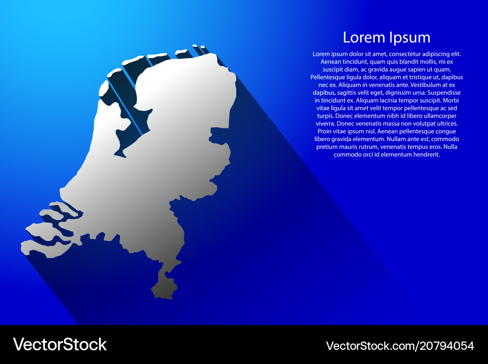 Abstract map of netherlands with long shadow Abstract map of netherlands with long shadow vector image