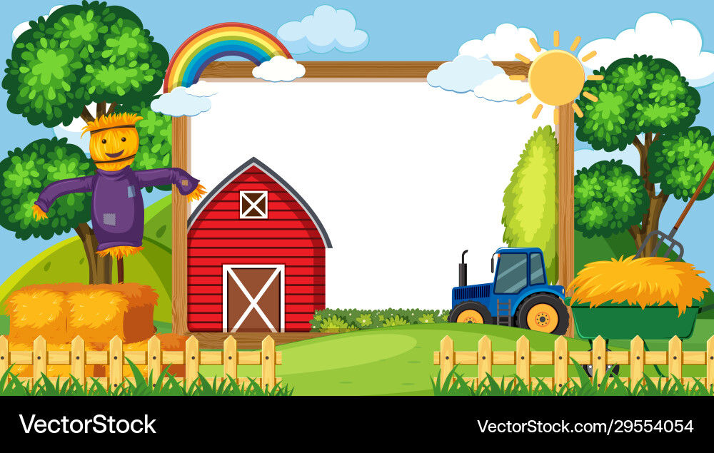 Border template with farm scene in background Border template with farm scene in background vector image