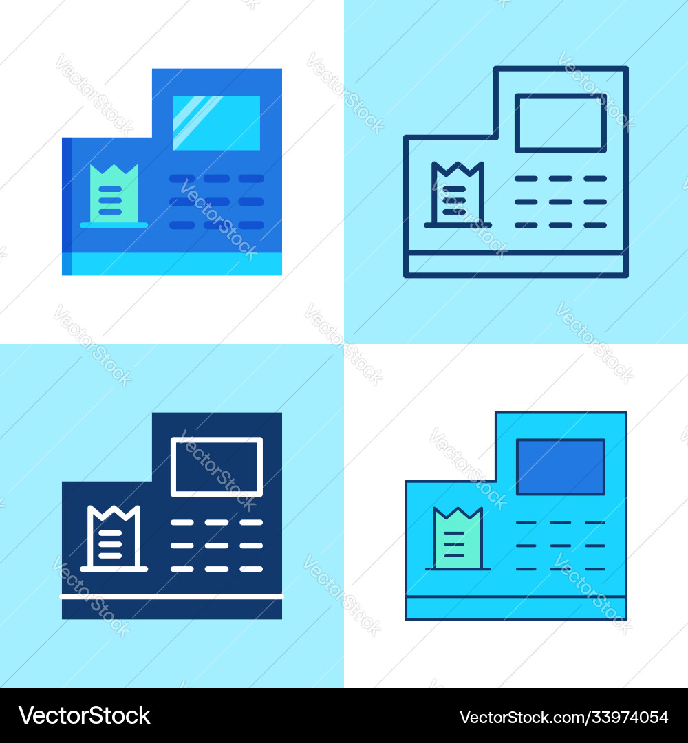 Cash register icon set in flat and line style Cash register icon set in flat and line style vector image