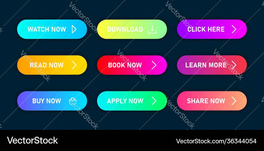 Colorful set buttons with gradient Colorful set buttons with gradient vector image