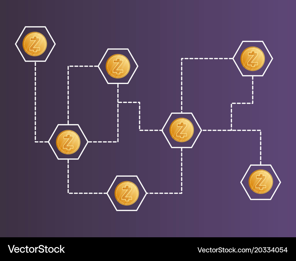 Cryptocurrency zcash style networking background vector image