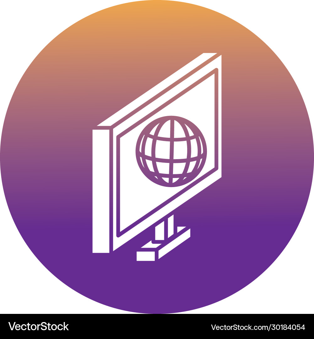 Desktop with sphere browser block style icon Vector Image