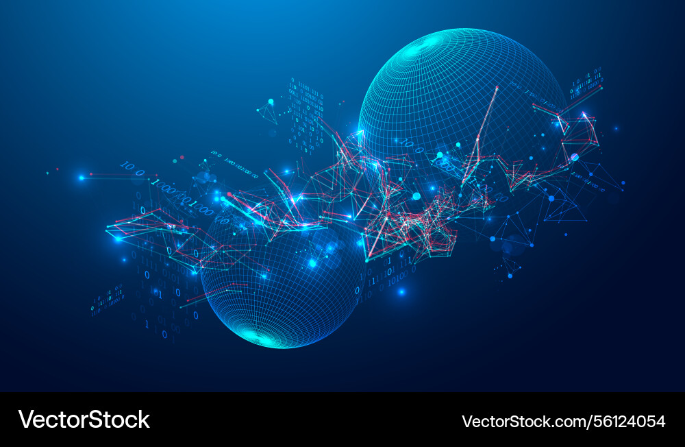 Digital network data flow in cyberspace theme Digital network data flow in cyberspace theme vector image