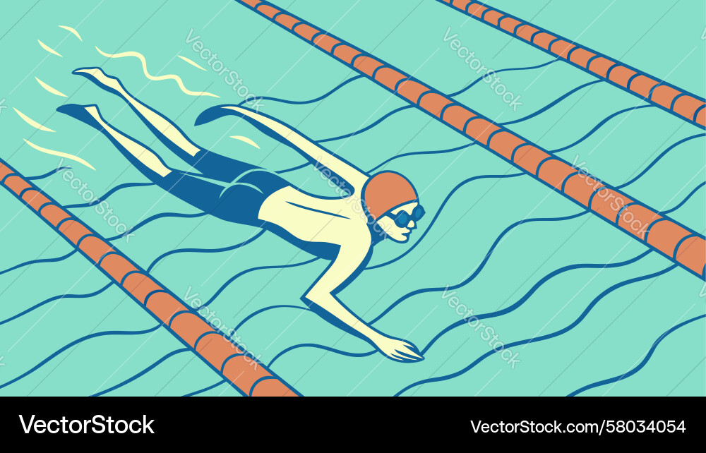 Dynamic Swimmer in Pool Vector Image