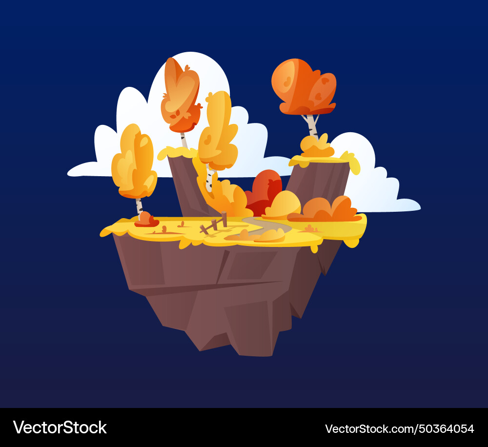 Fantasy game level platform floating autumn Fantasy game level platform floating autumn Vector Image