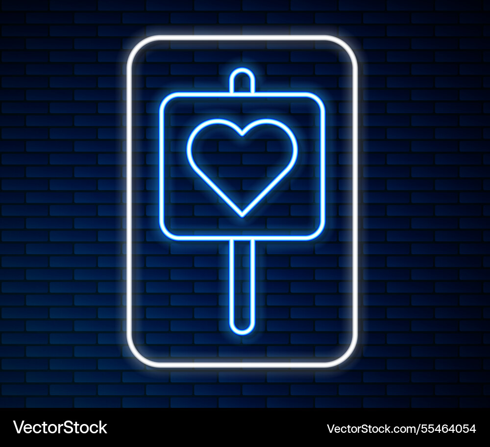 Glowing neon line map pointer with heart icon Glowing neon line map pointer with heart icon vector image