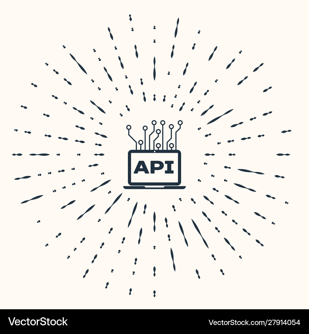Grey computer api interface icon isolated on beige vector image