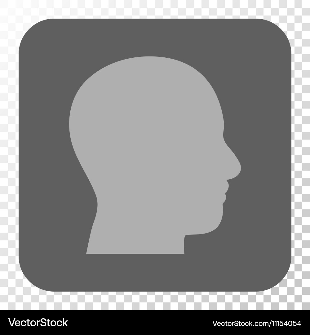 Head profile rounded square button vector image