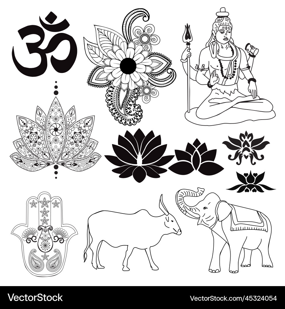 India symbols setxa vector image