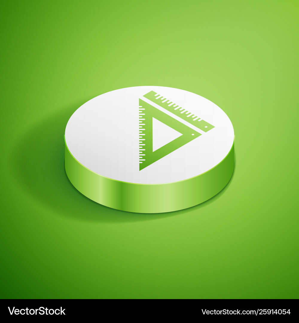 Isometric triangular ruler icon isolated on green Isometric triangular ruler icon isolated on green vector image