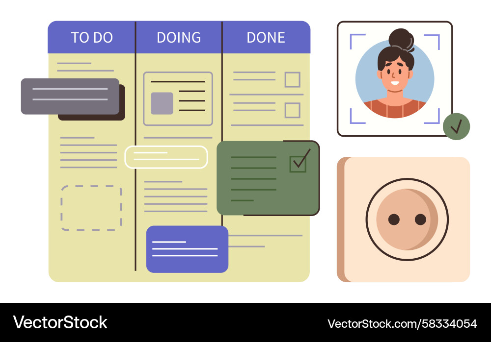 Kanban Task Management Workflow Vector Image