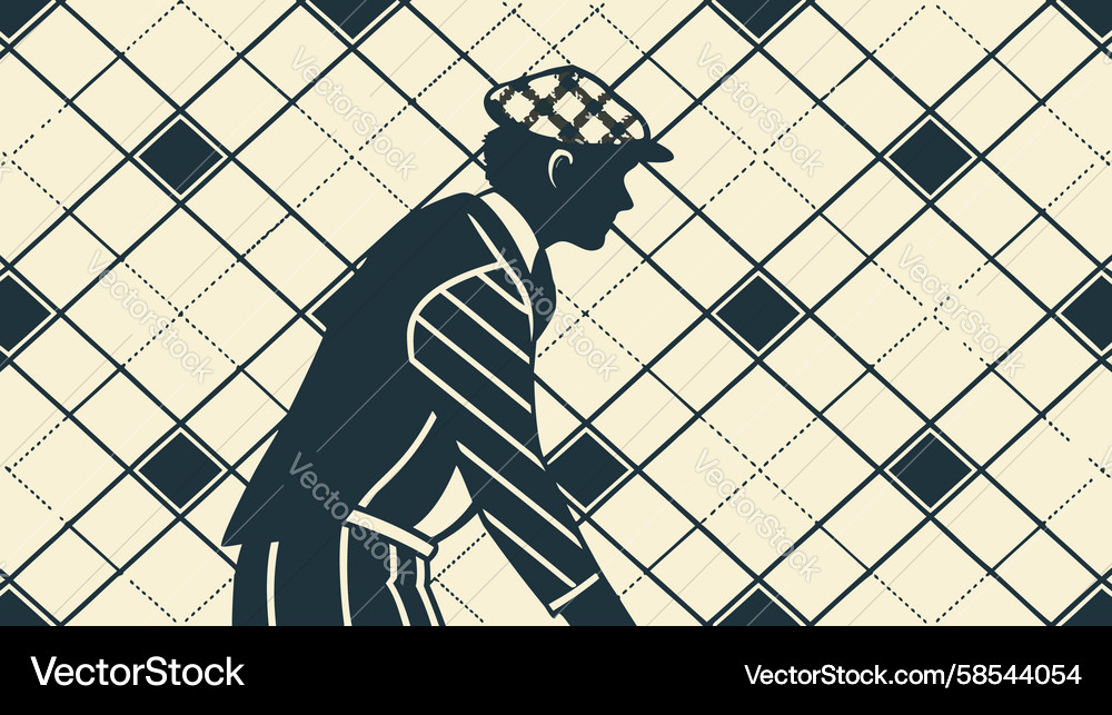 Man Walking on Grid Vector Image