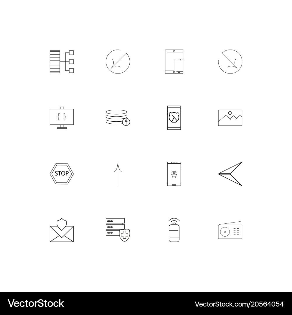 Network and database simple linear icons set vector image