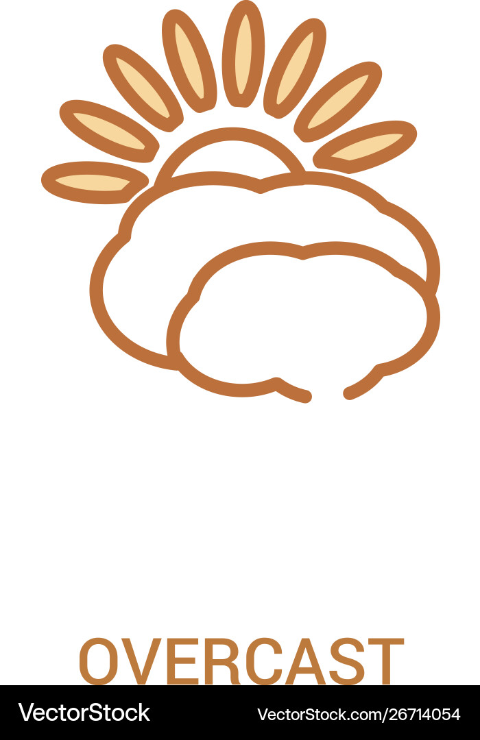 Overcast concept 2 colored icon simple line Overcast concept 2 colored icon simple line Vector Image