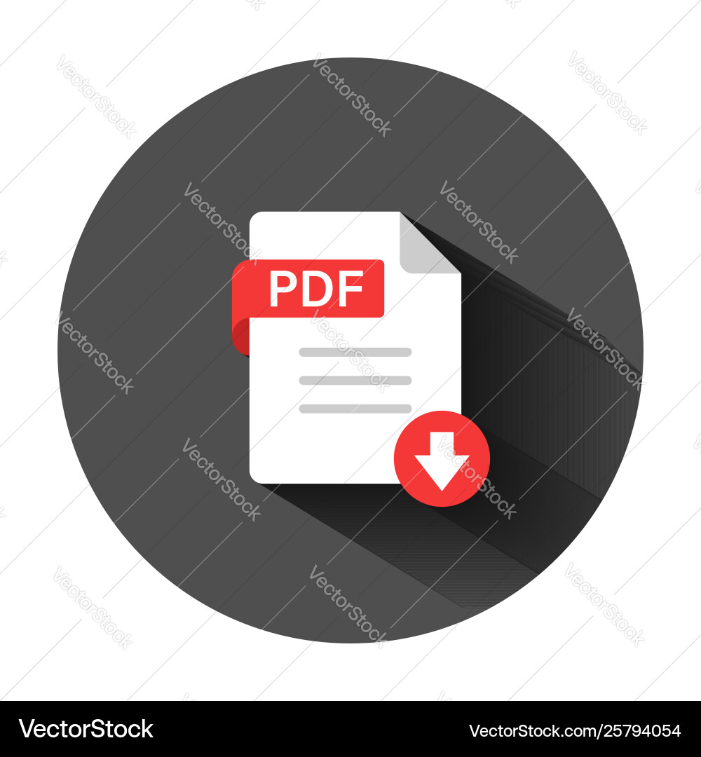 Pdf icon in flat style document text on black vector image
