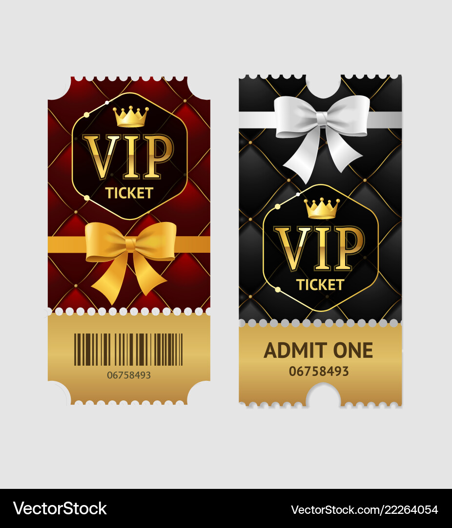 Realistic detailed 3d vip tickets set Royalty Free Vector