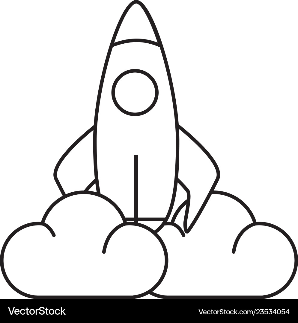 Rocket Soaring Through Clouds vector image