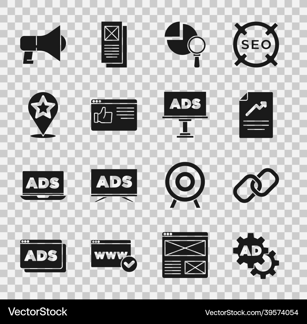 Set advertising chain link document with graph Vector Image