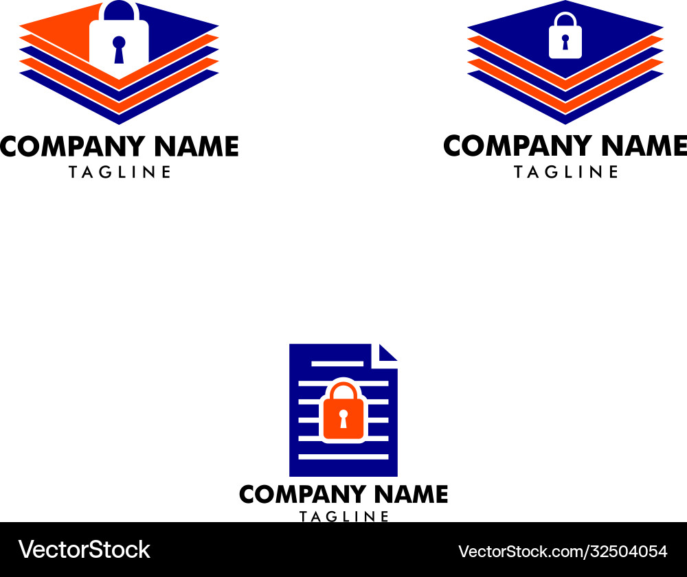 Set security data lock logo template Vector Image