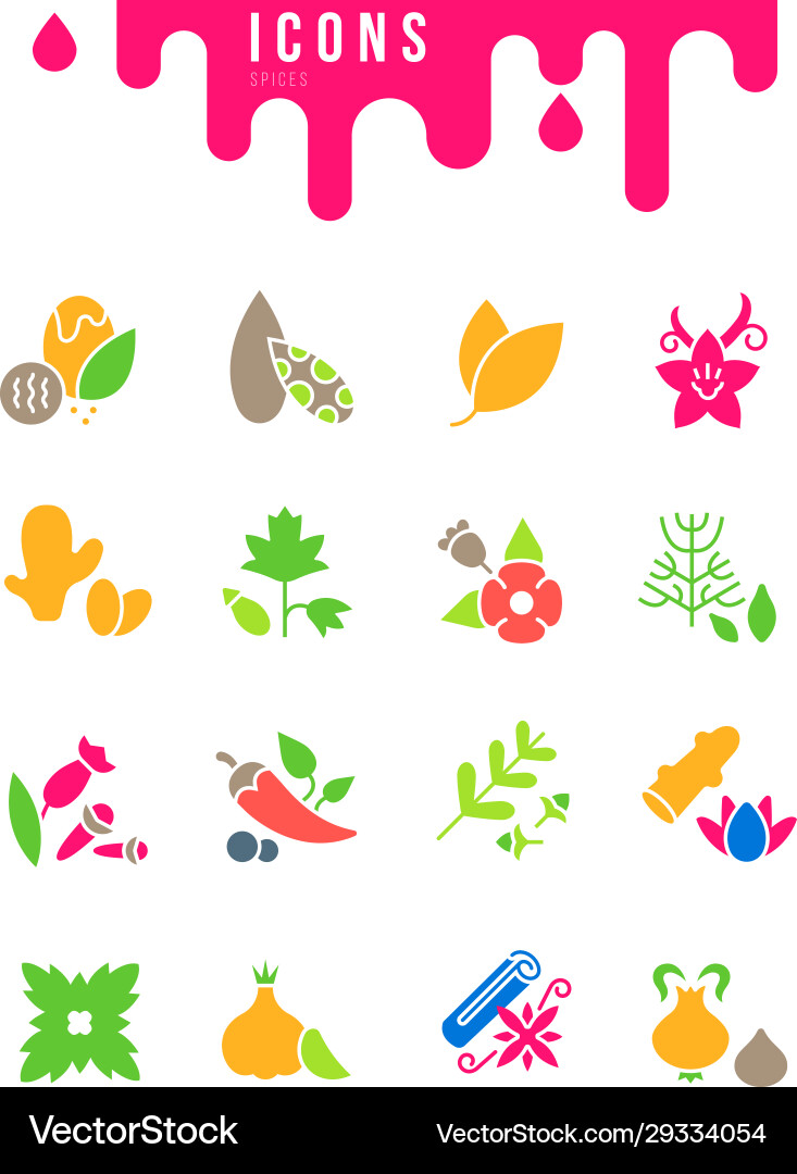 Set simple icons spices Set simple icons spices vector image