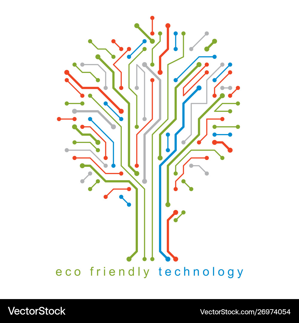Tree created with wireframe and lines connected Tree created with wireframe and lines connected vector image