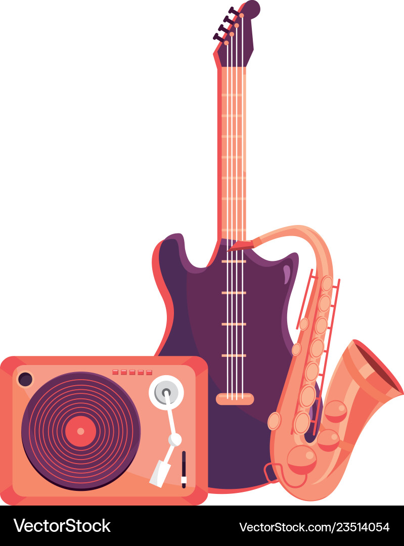 Turntable with instruments Vector Image